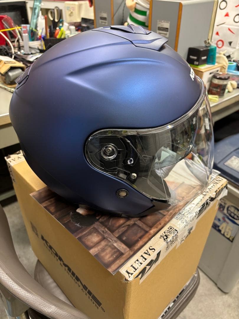 コミネKOMINEジェットヘルメットFRPマットメタルブルーHK-172FLサイ