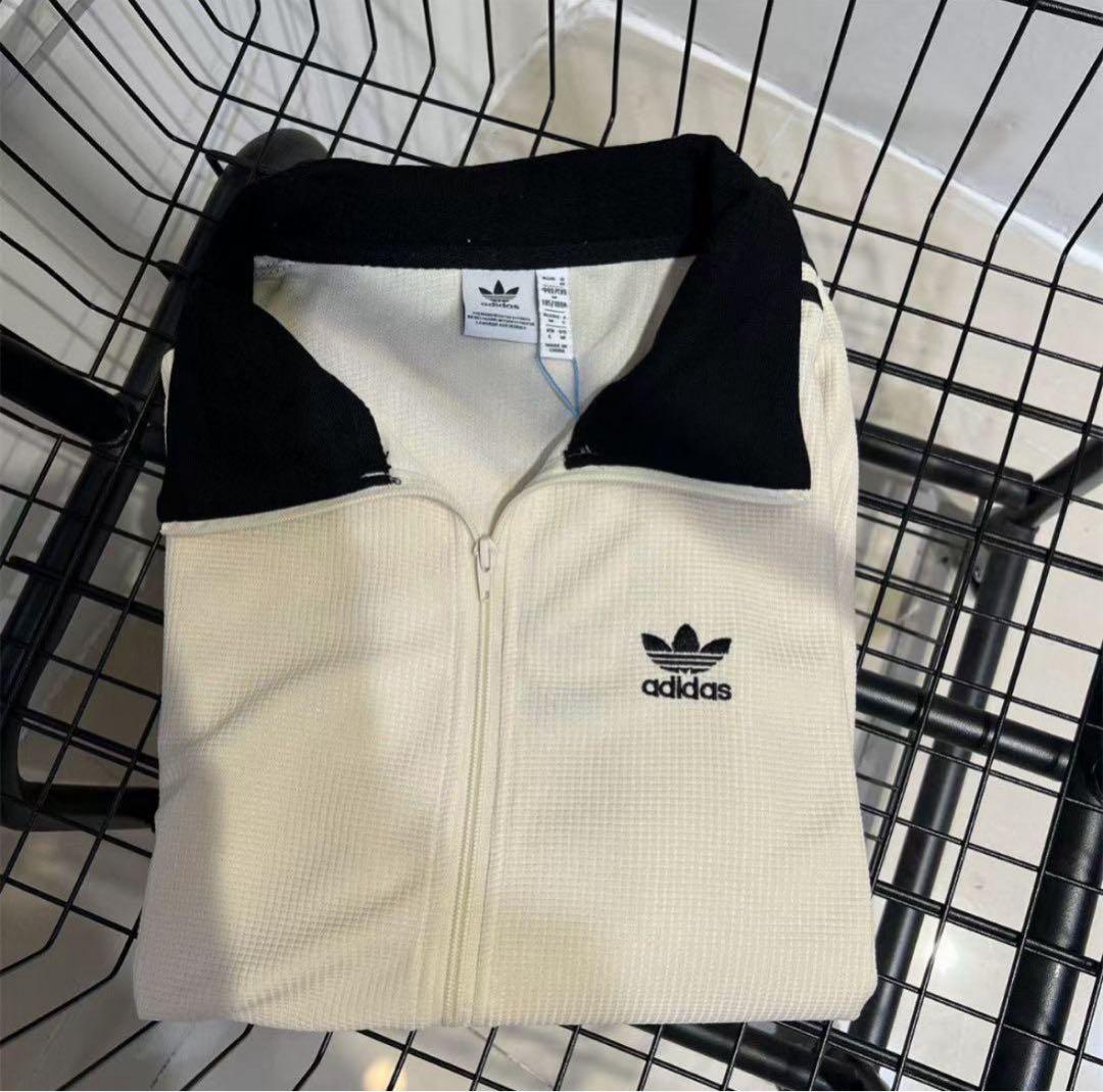 adidas クリーム色 ワッフルトラックジャケット M