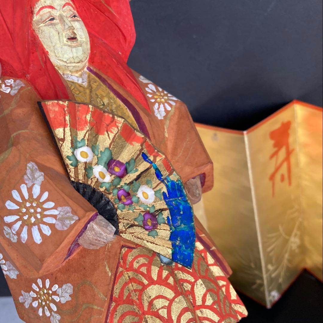 一刀彫 奈良 大林杜寿園 縁起物 高砂人形