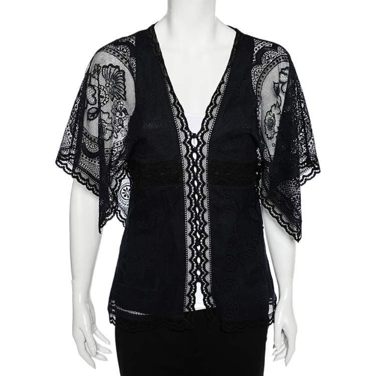 Chloe ネイビー レース ブラウス 半袖