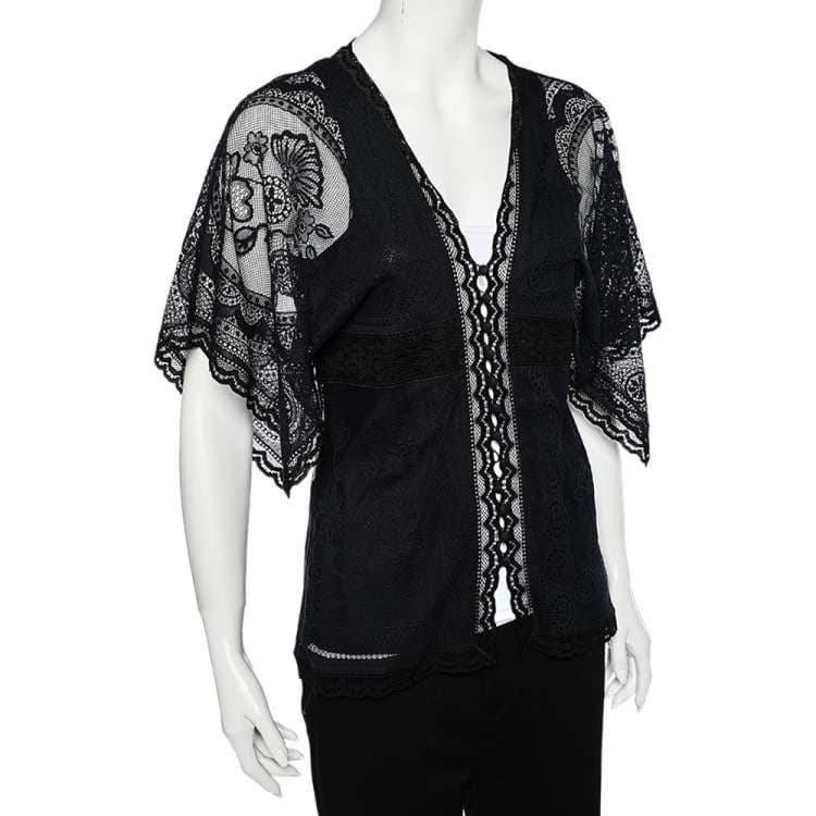 Chloe ネイビー レース ブラウス 半袖