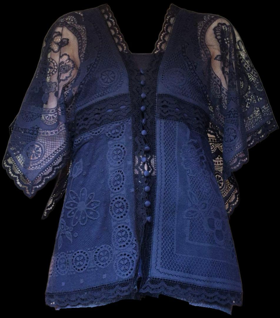 Chloe ネイビー レース ブラウス 半袖