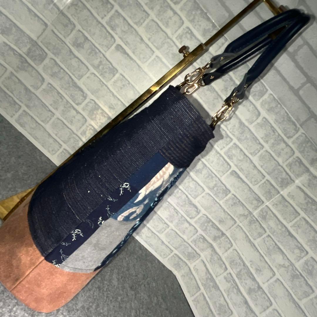 【一点物】酒袋×古布藍染トート59 家紋 刺し子 パッチワーク A4OK肩掛け可