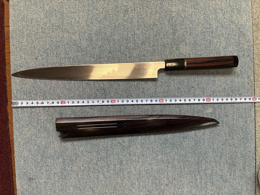 一尺本焼柳刃包丁 (正夫) 黒檀八角柄黒水牛銀冠付 シャガール鋼