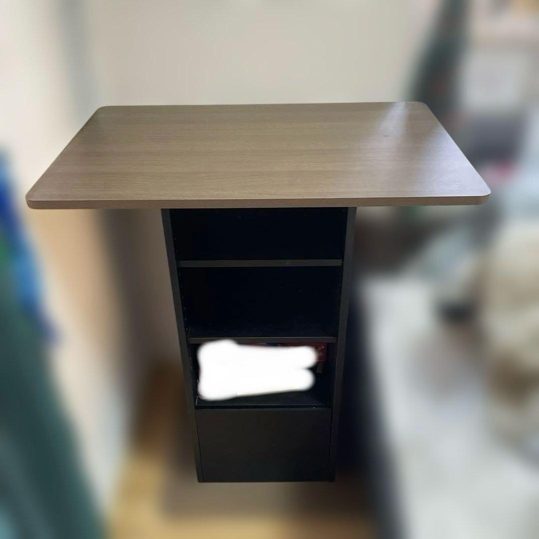 カウンターテーブル　ハイテーブル　机　ブラウン　ブラック　収納