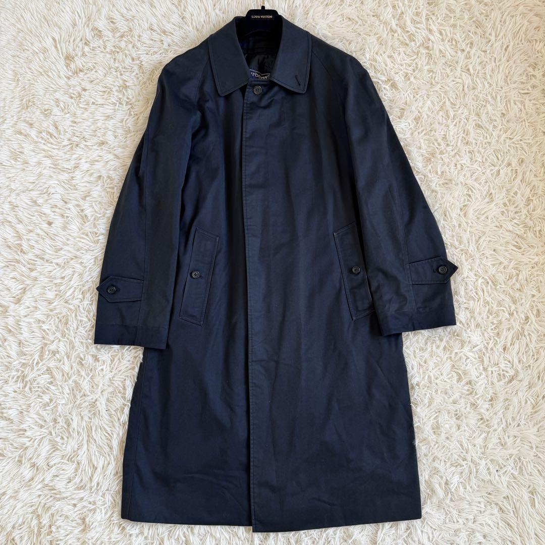 美品　XL相当　バーバリーズ　ステンカラーコート　ノバチェック　2way　紺