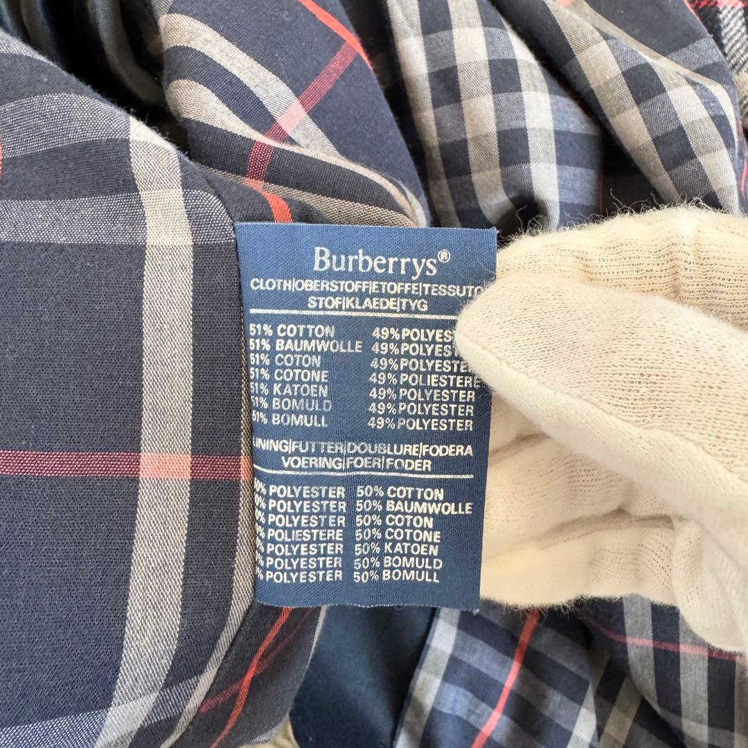 美品　XL相当　バーバリーズ　ステンカラーコート　ノバチェック　2way　紺
