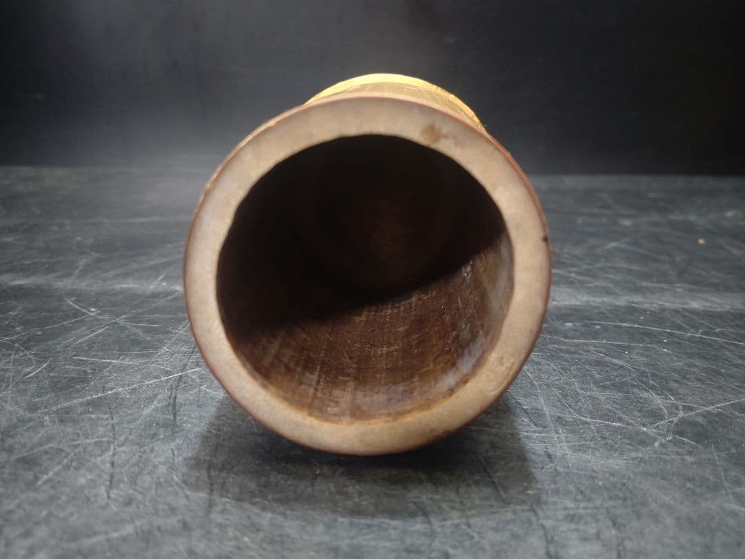 立花大亀書付　西川楳玄造　竹尺八花入　掛け花入　銘「木立」　共箱