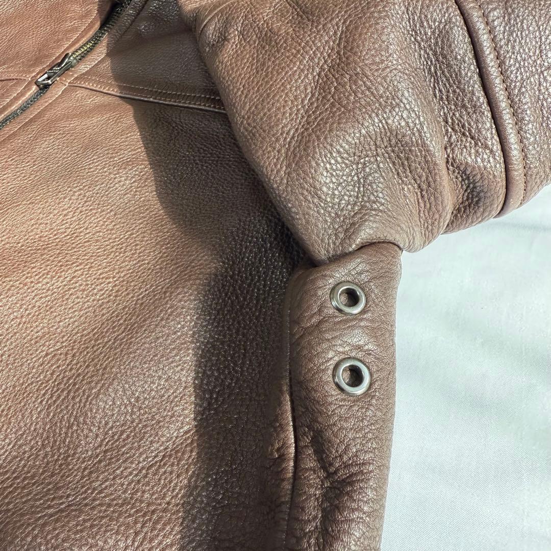 COACH ブラウン シングルライダースジャケット M F86594