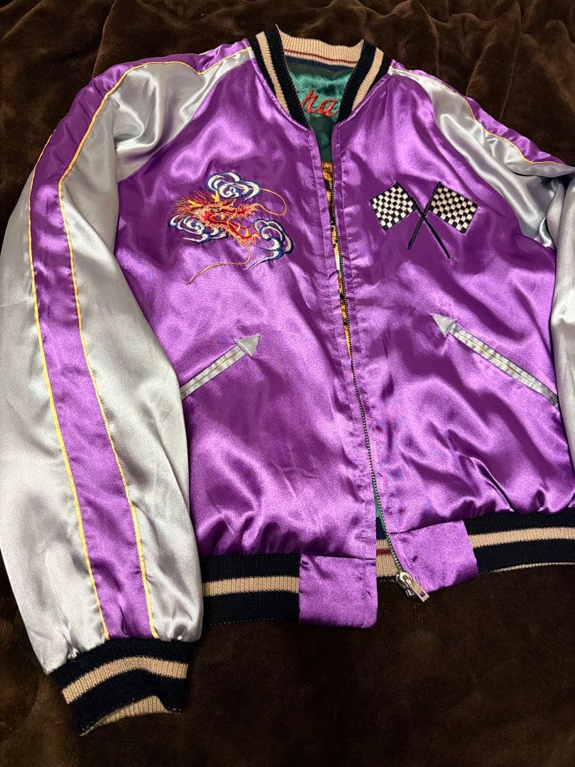 美品 ２面用 テーラー東洋 虎 日本限定 スカジャン サテン vintage