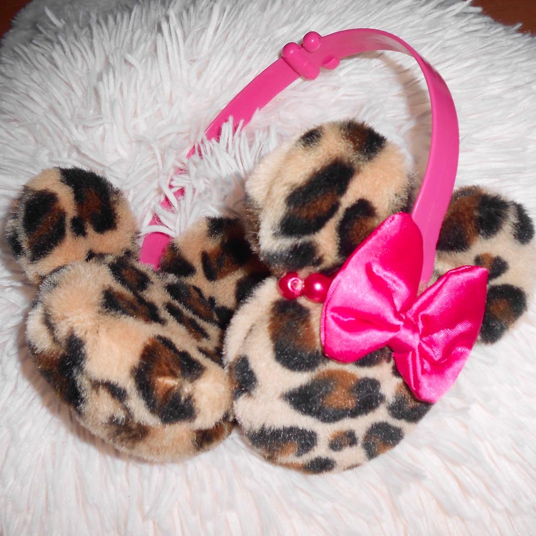 【希少品】東京ディズニーランド ミニー ヒョウ柄 耳あて リボン ギャル