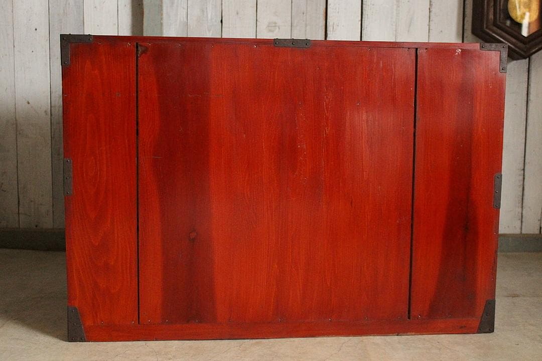 がんちゃん　綺麗な打ち出し金具庄内箪笥　3段　タンス　収納　時代家具