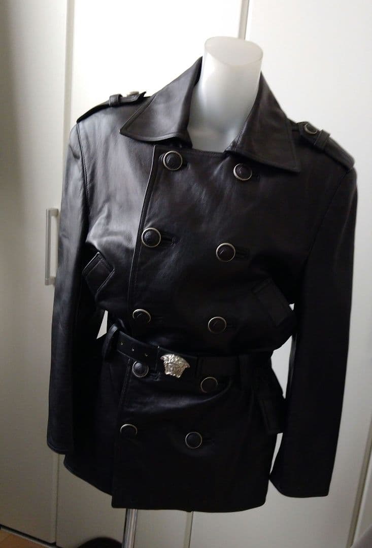 ★未使用★VERSACE★メデューサ★レザーハーフコート★ヴィンテージ