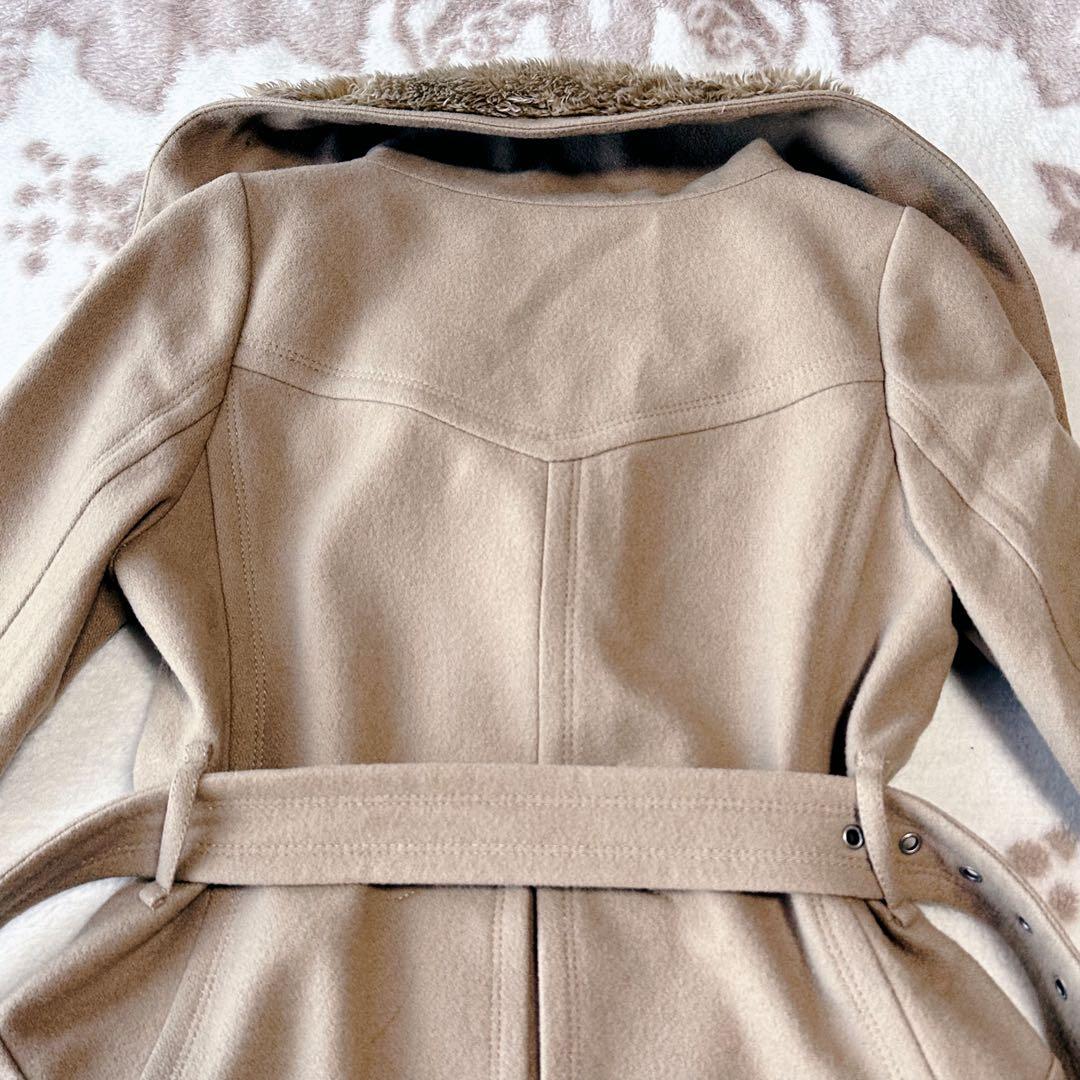 バーバリーブルーレーベル ダッフルコート ショールカラー ノバチェック ファー