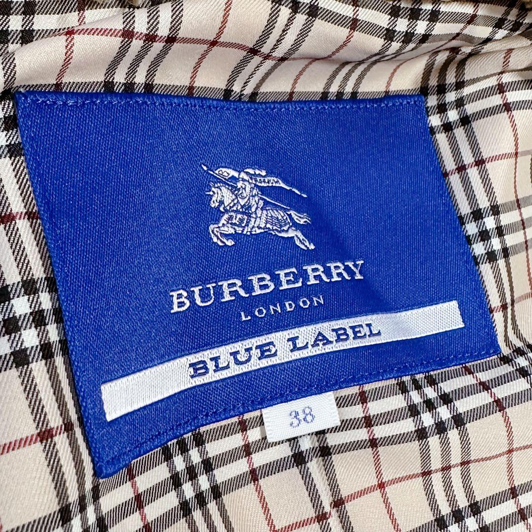 バーバリーブルーレーベル ダッフルコート ショールカラー ノバチェック ファー