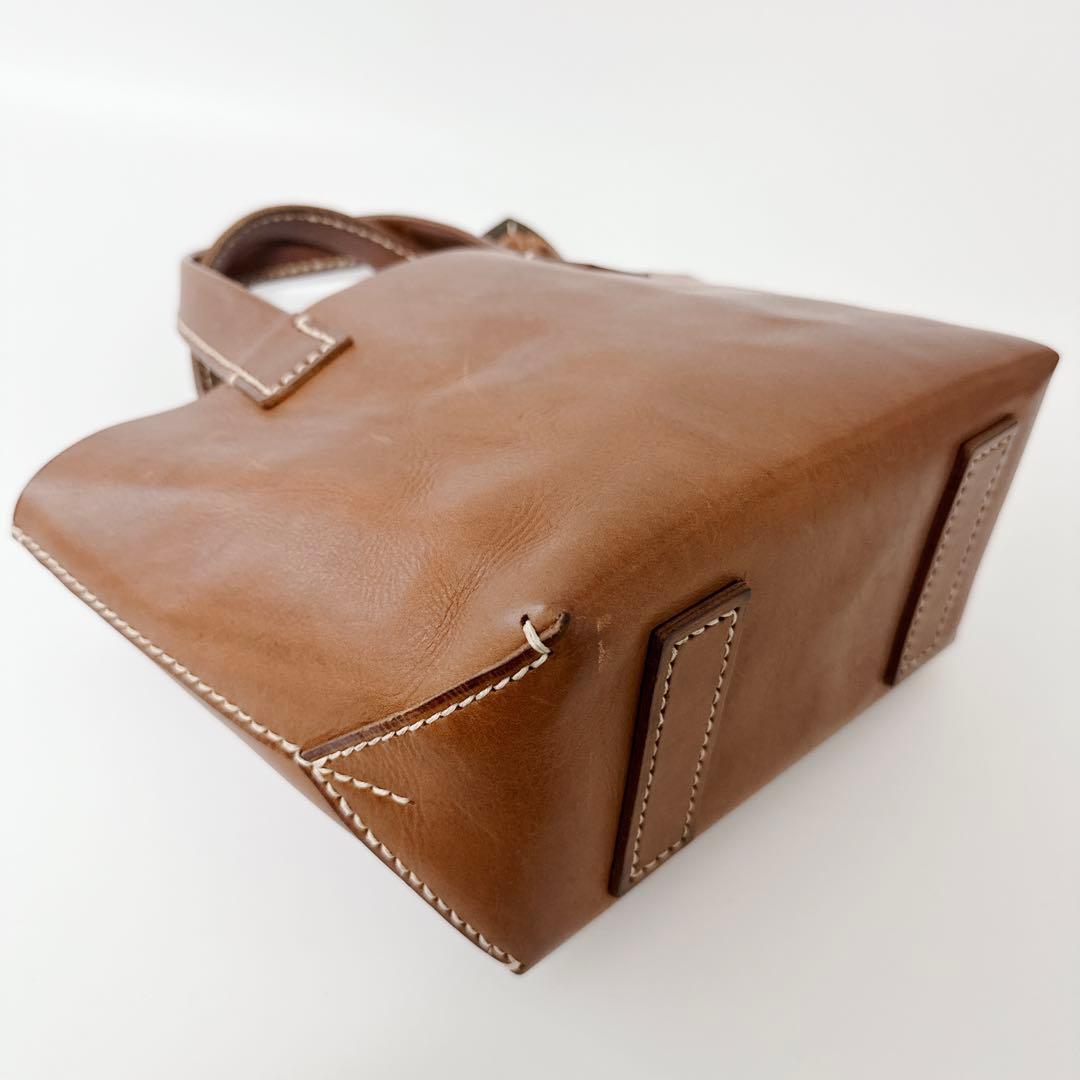 【希少チャーム】genten トートバッグ　アマーノ　S レザー　ブラウン