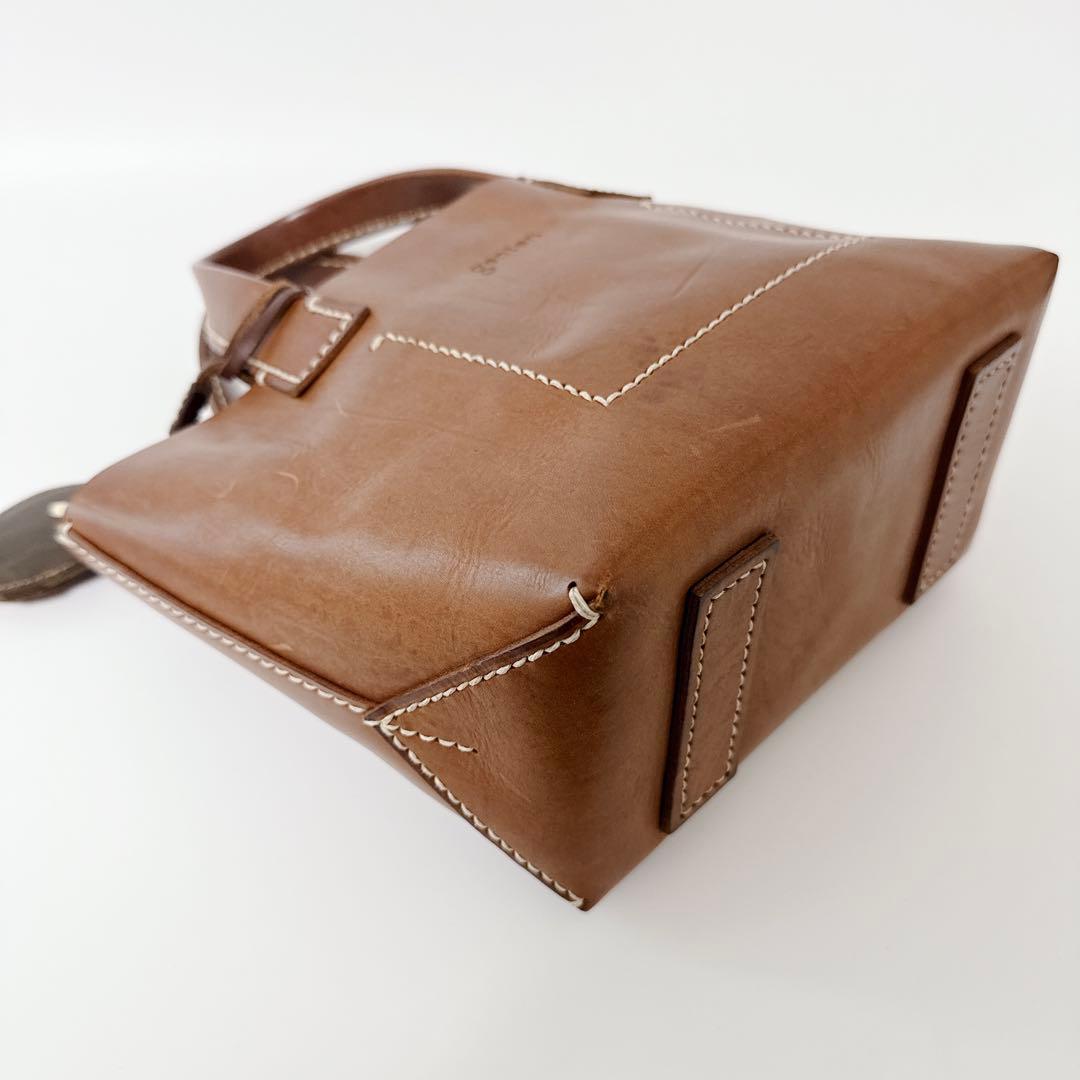 【希少チャーム】genten トートバッグ　アマーノ　S レザー　ブラウン