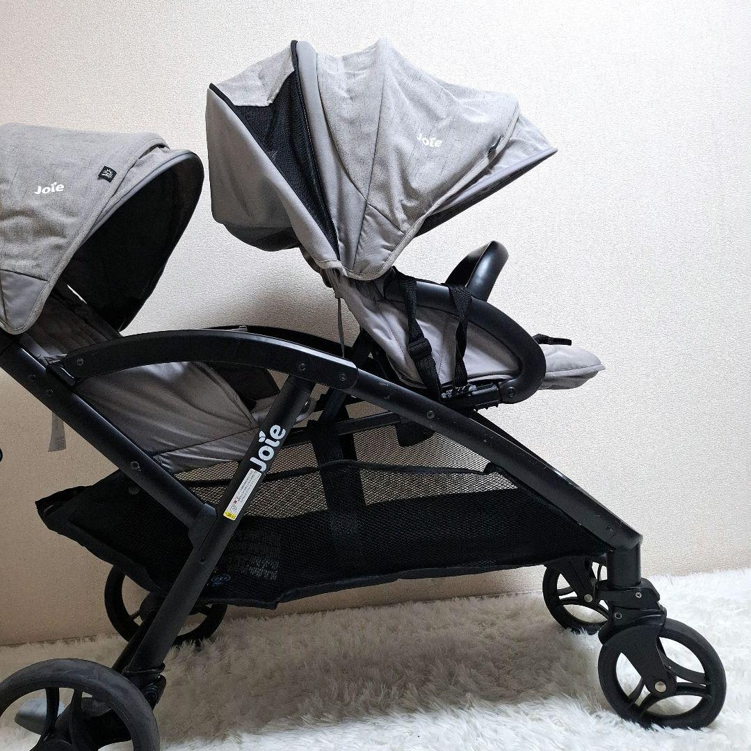 【状態良好】joie エヴァライトデュオ 二人乗りベビーカー グレー