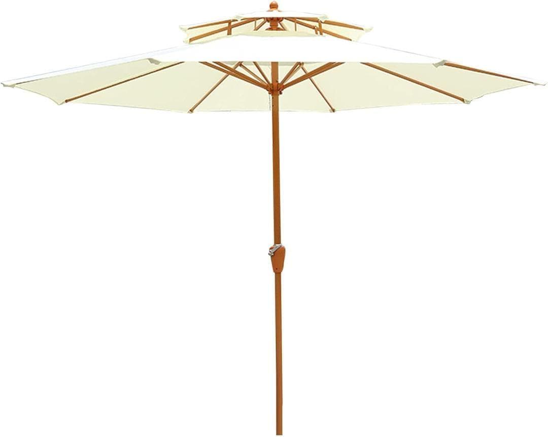 ガーデンパラソル パラソル 大型 ダブルトップ 風に強いオフホワイト 220cm