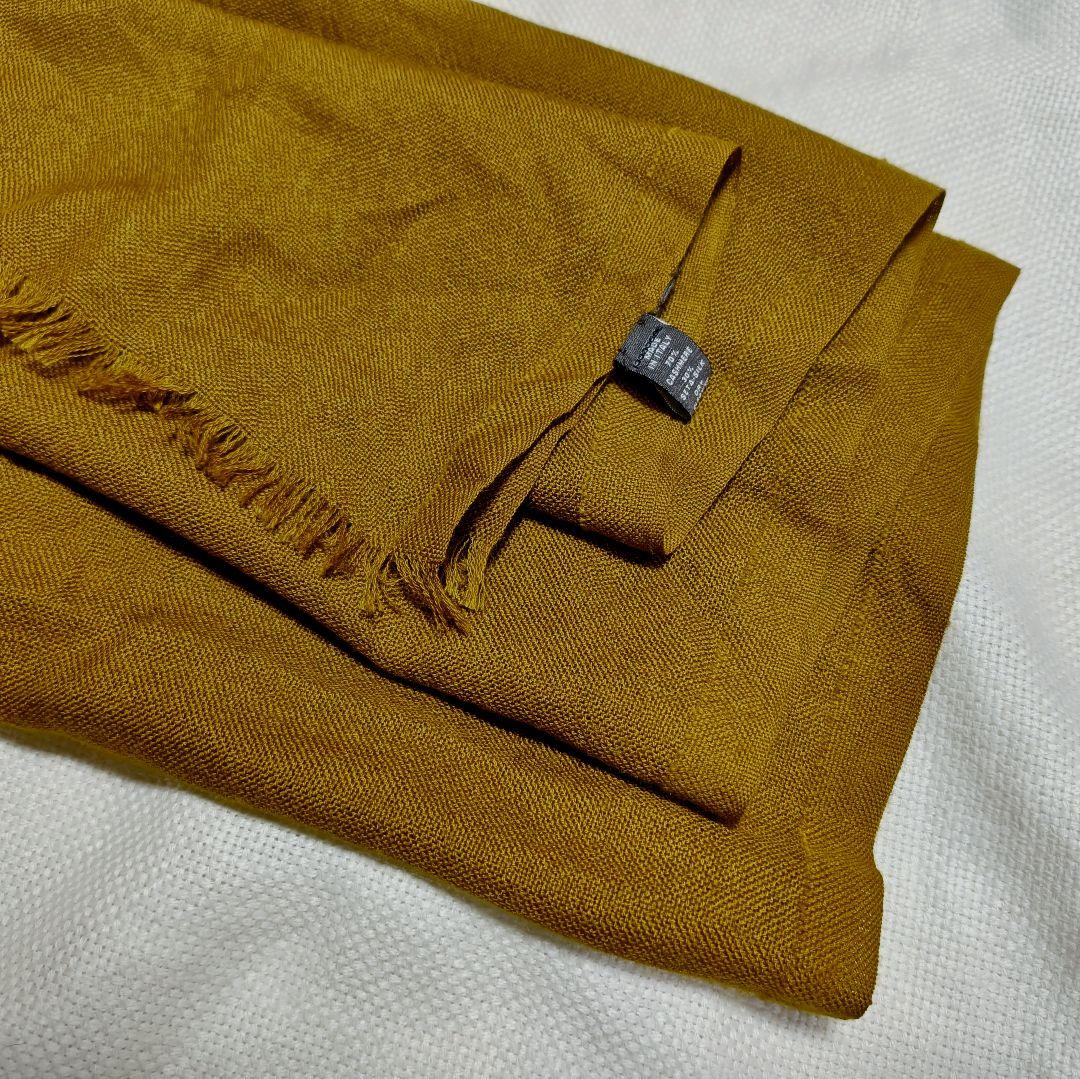 ロロピアーナLoro Pianaカシミヤシルク大判プレーンストールマフラー黄