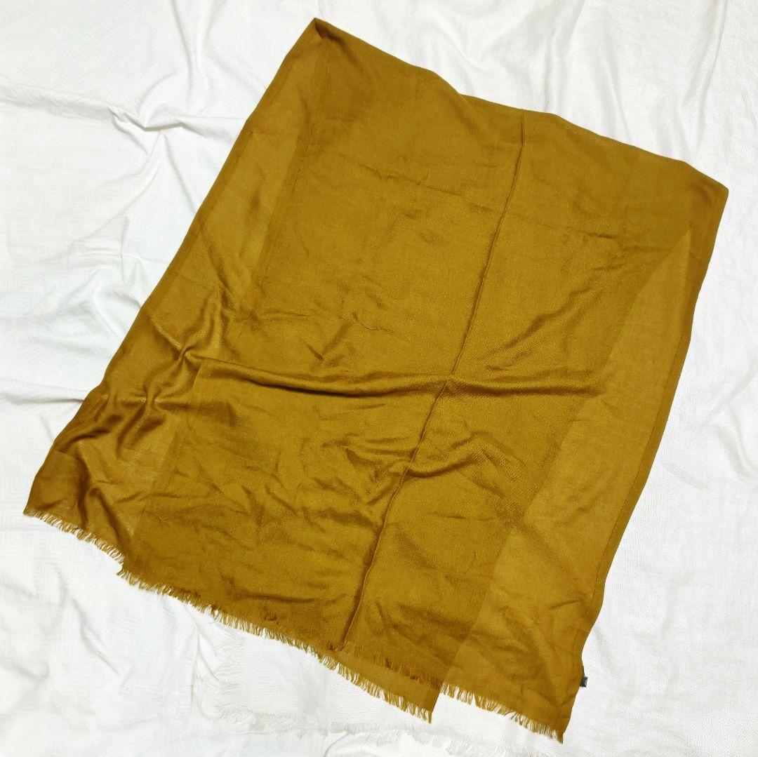 ロロピアーナLoro Pianaカシミヤシルク大判プレーンストールマフラー黄