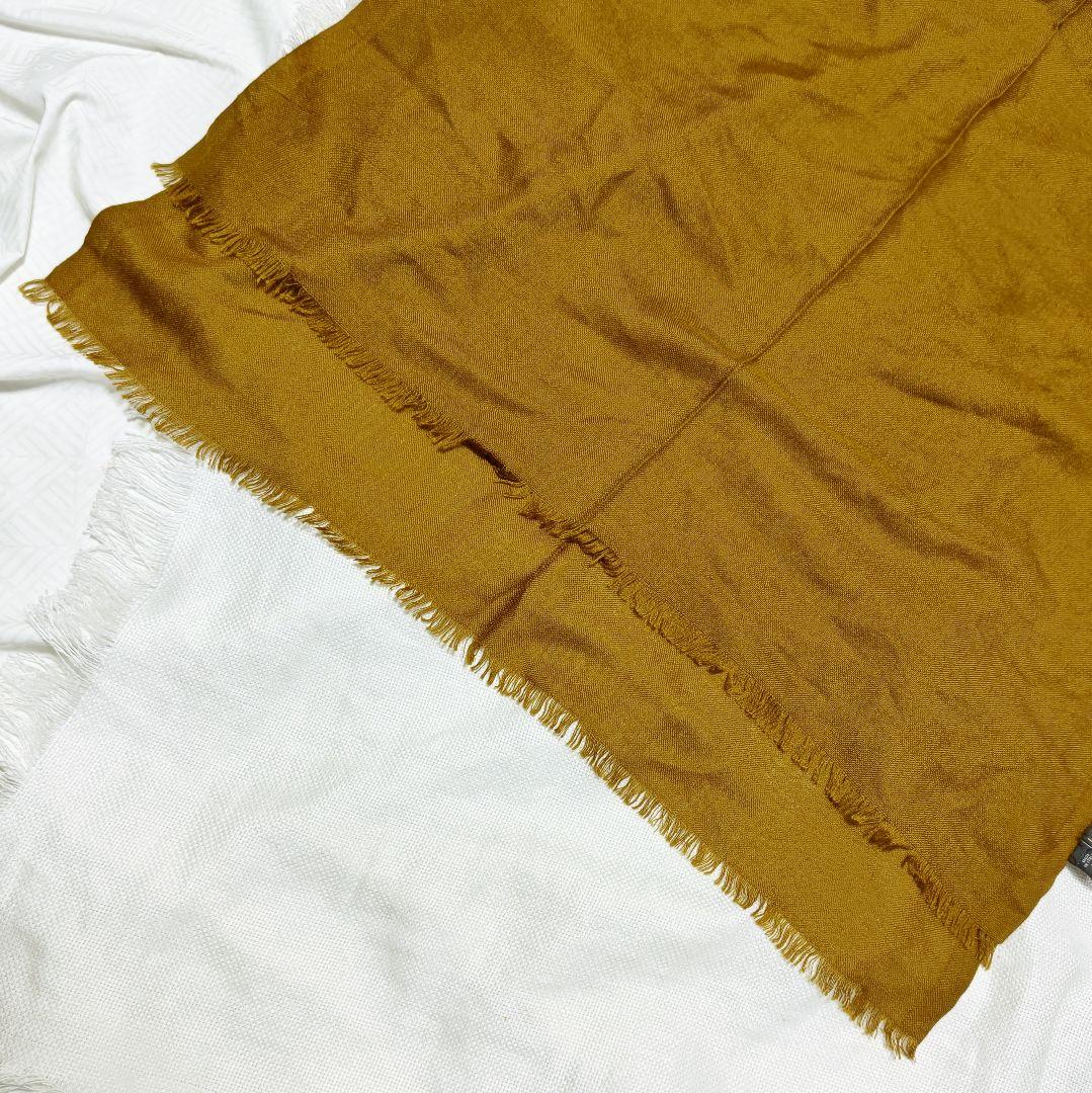 ロロピアーナLoro Pianaカシミヤシルク大判プレーンストールマフラー黄