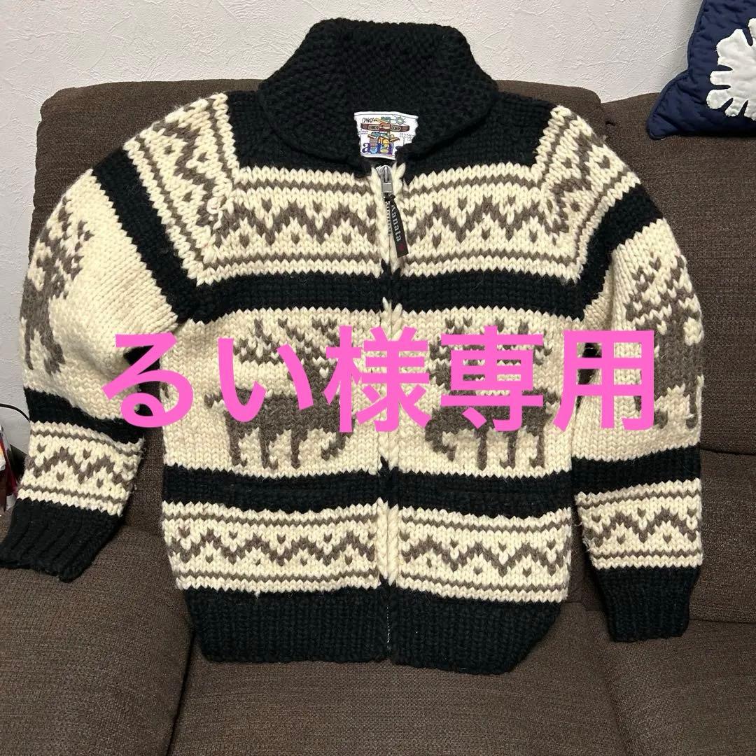 KANATA カナダ製鹿の柄カウチンニットカーディガン No.283