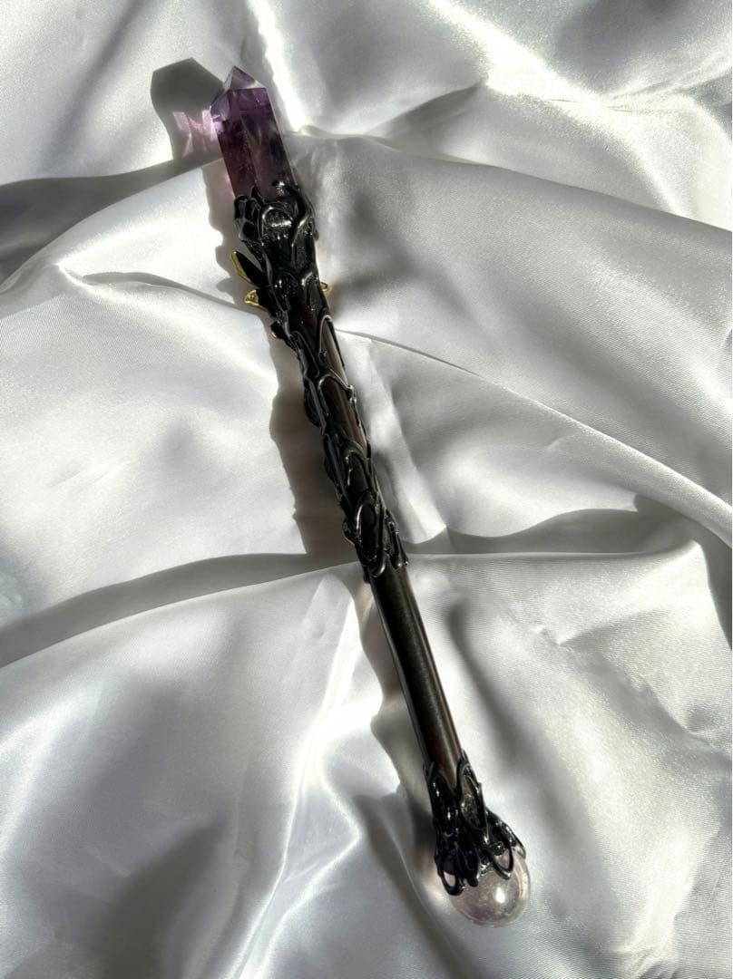 【よるくま】 天然石 アメジスト ワンド 杖 ハリーポッター