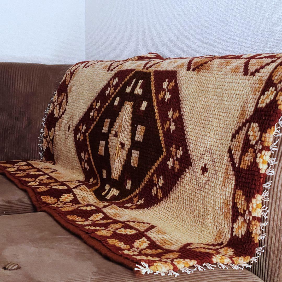 114×70 ブルガリア産 フカフカ ヴィンテージラグ