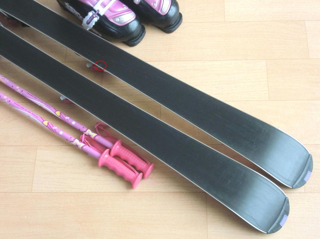 ■■送料無料■ハート■子供用スキー4点セット■板120靴22■WAX■女の子■■