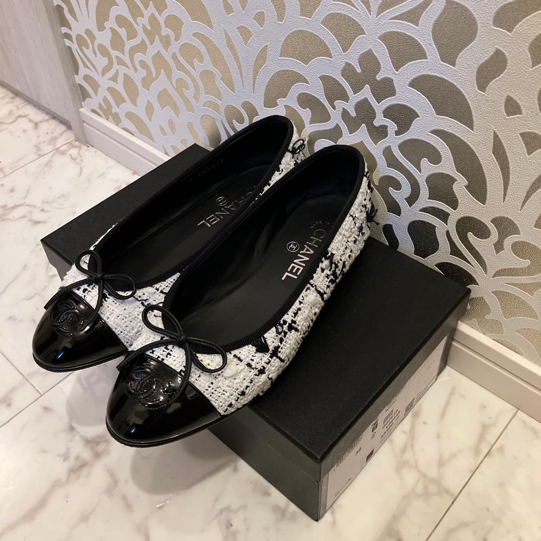 未使用同様❣️CHANELバレリーナシューズ❣️38ツィード可愛い❣️
