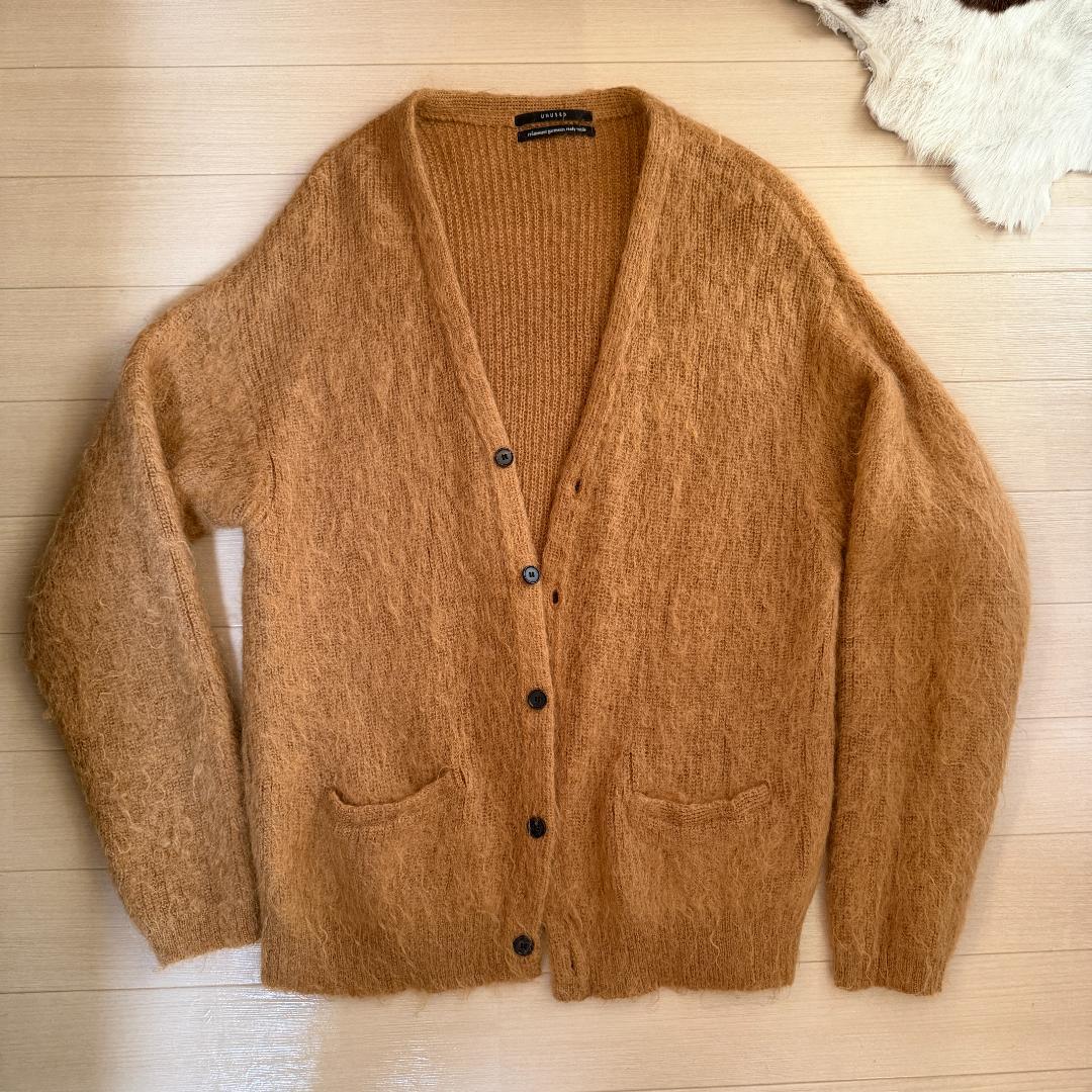 希少 名作 UNUSED モヘアカーディガン キャメル