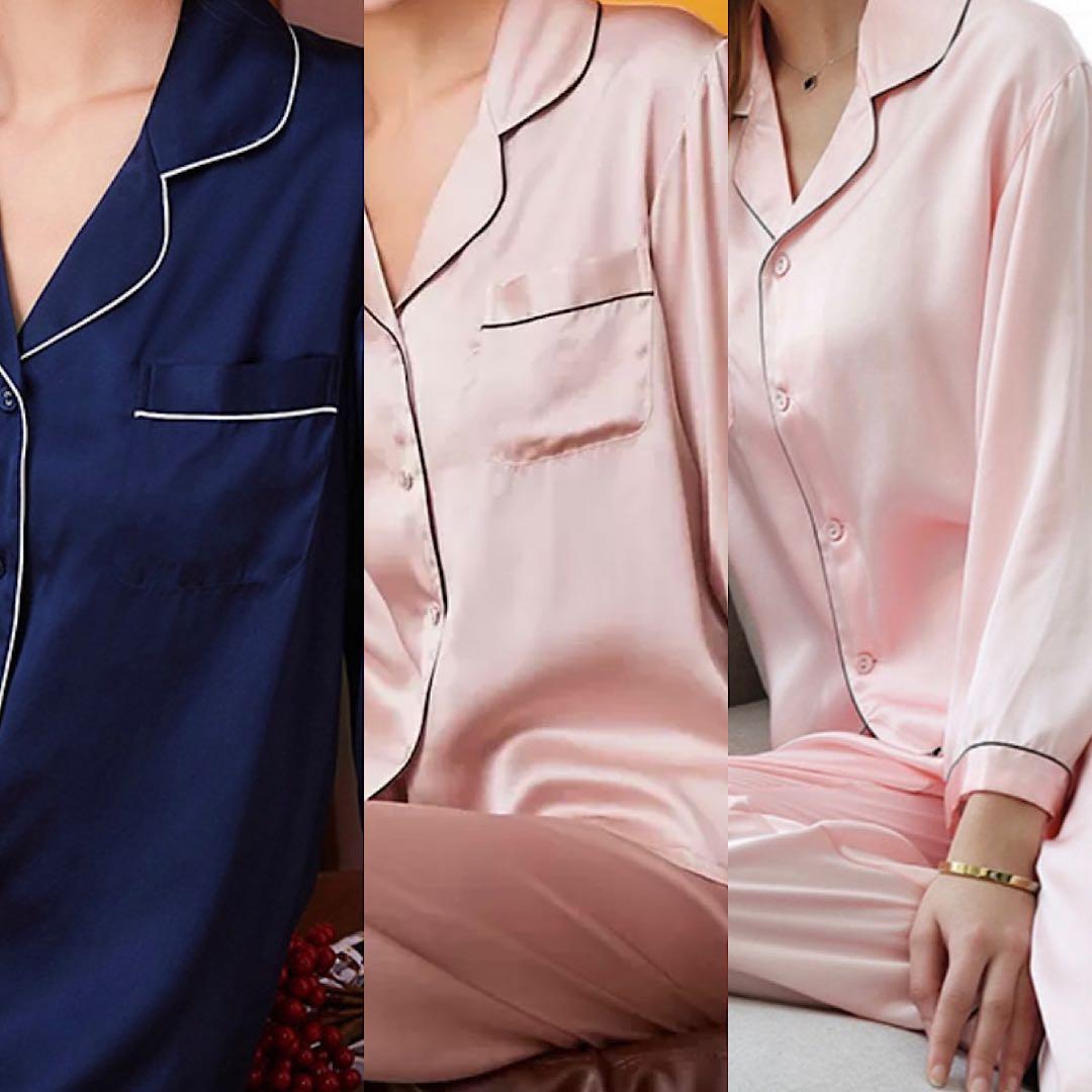 481 新品 シルクパジャマ 絹100% L ピンク 天然素材 一等品