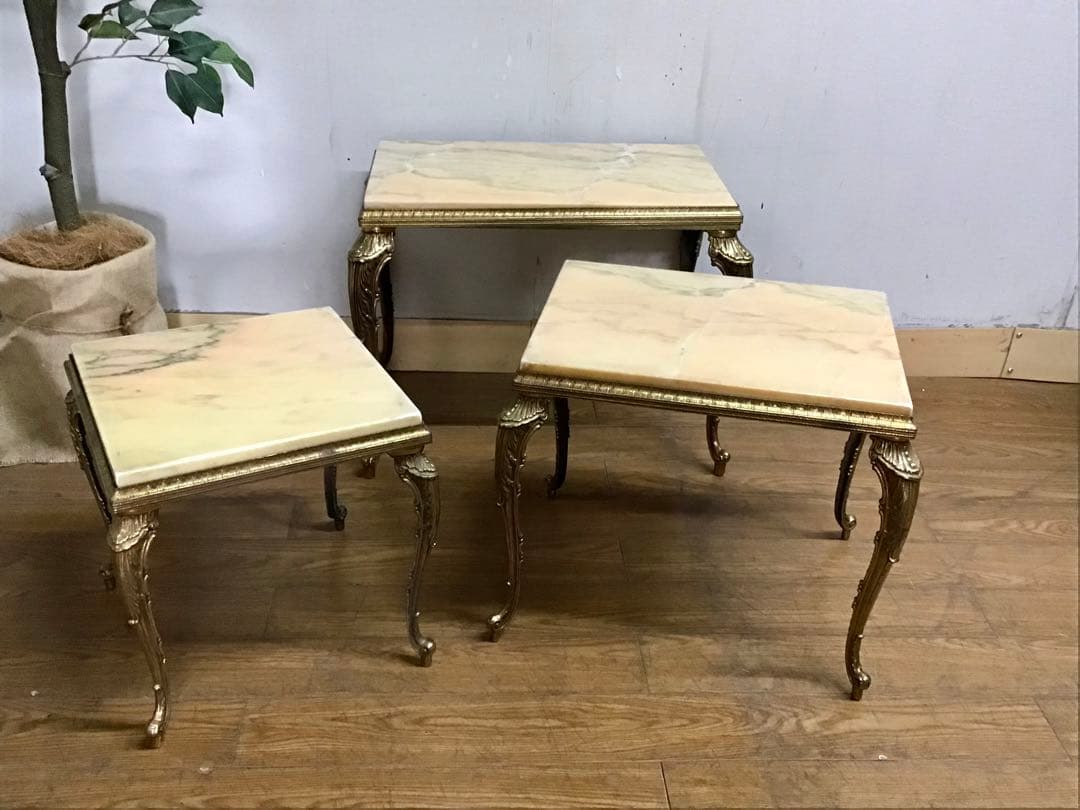 hata☆管367☆ロイズアンティークス☆マーブルトップ☆ネストテーブル
