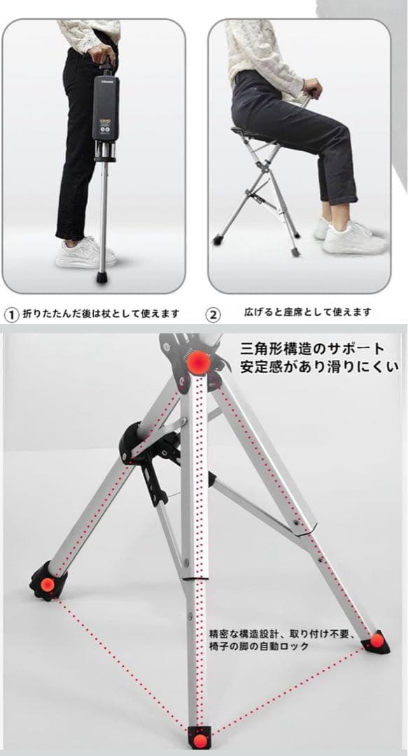 XXPPJJ 折りたたみ式チェア 120kg耐荷重