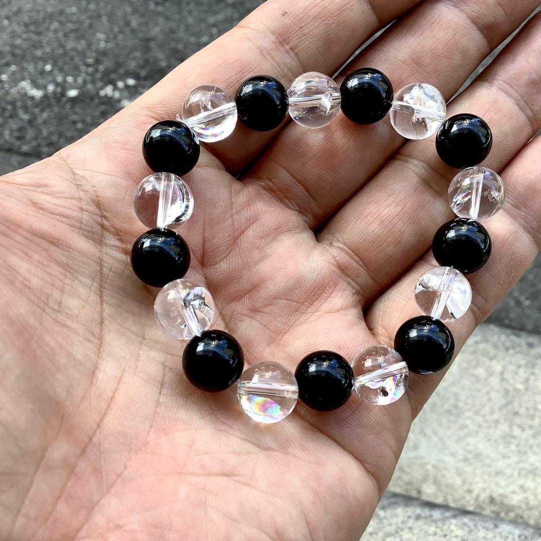 ✳最高‼️黒平水晶モリオン&奈留島産*虹入りブレスレット　極上品　鑑別書無し安…