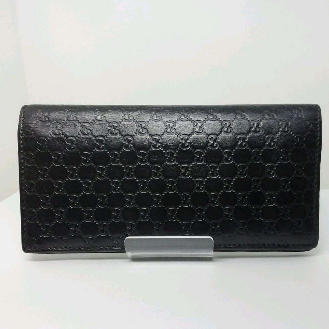 GUCCI　グッチ　マイクロシマレザー　ブラック　フラップタイプ