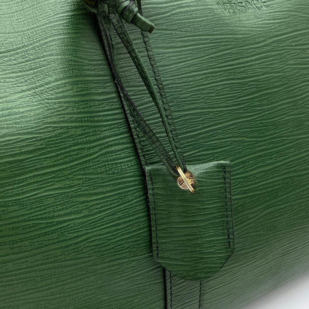 【Gianni Versace】2wayバッグ　ボストンバッグ　レザー　グリーン