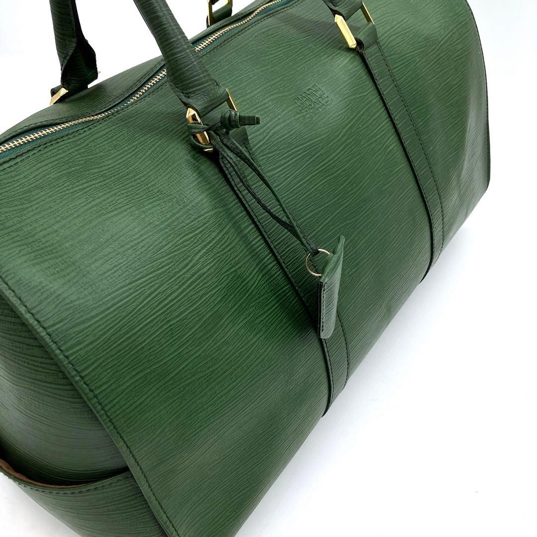 【Gianni Versace】2wayバッグ　ボストンバッグ　レザー　グリーン