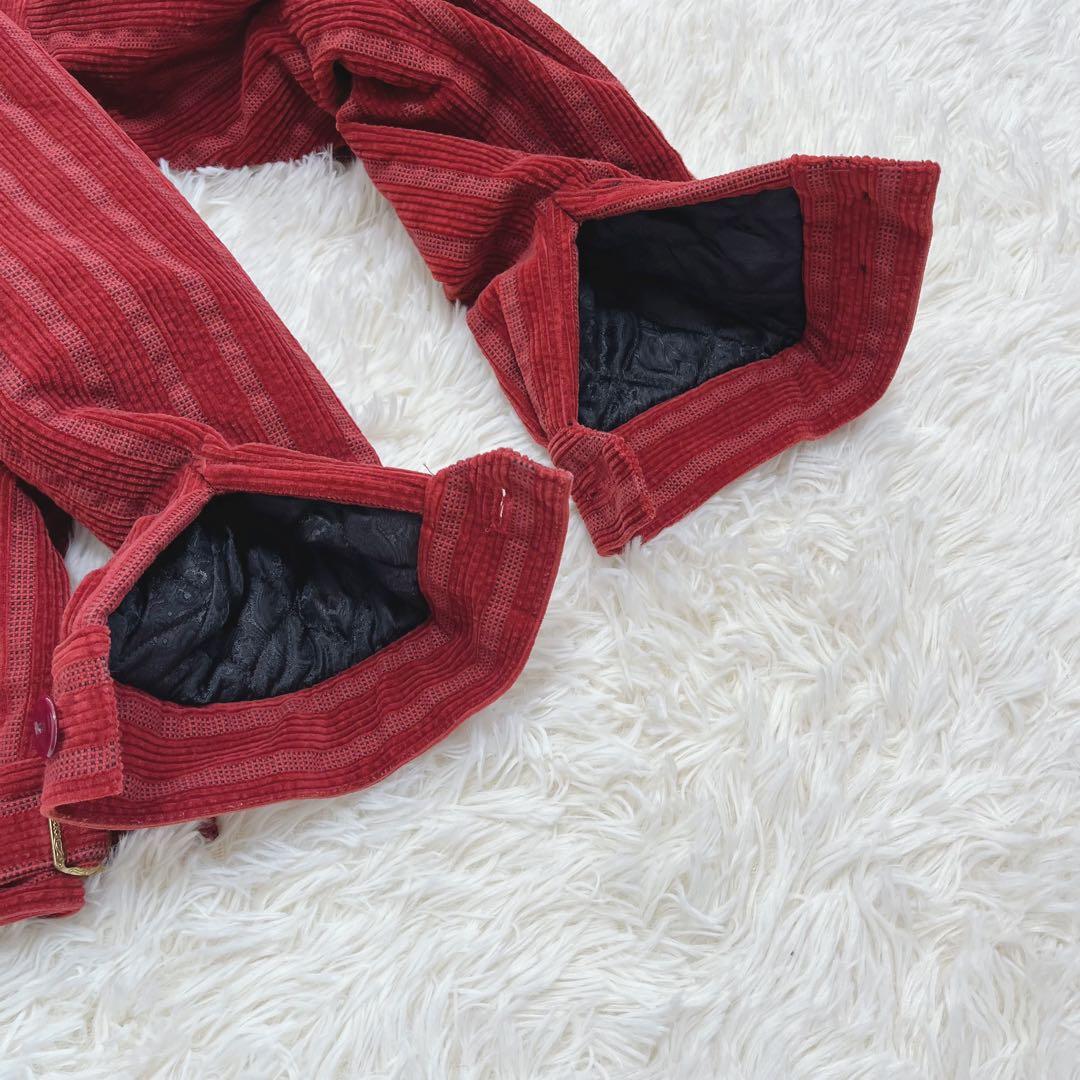 【美品】CALEE コーデュロイブルゾン　ストライプ レッド　サイズM