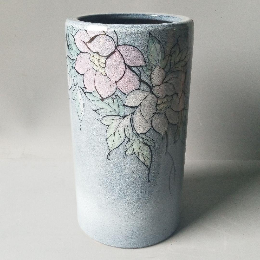 信楽焼傘立て 天目花絵 信楽焼 高さ４４cm