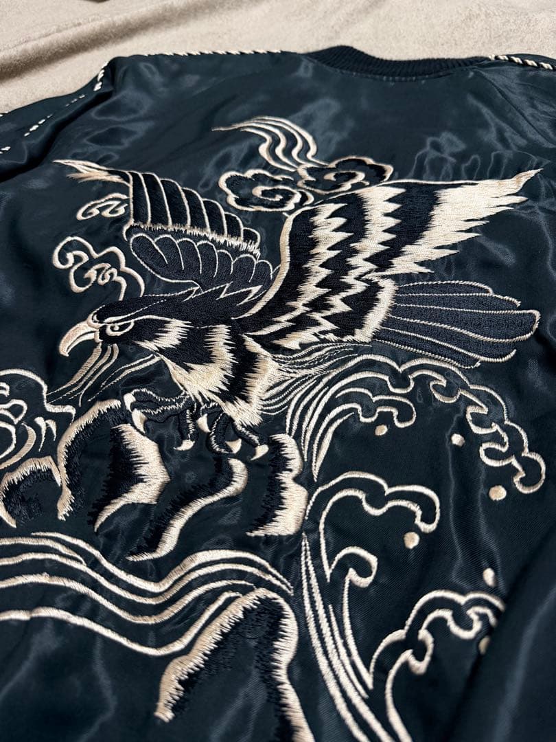 未使用近 ２面用 テーラー東洋 鷲 地図 日本限定 スカジャン レーヨン 美品