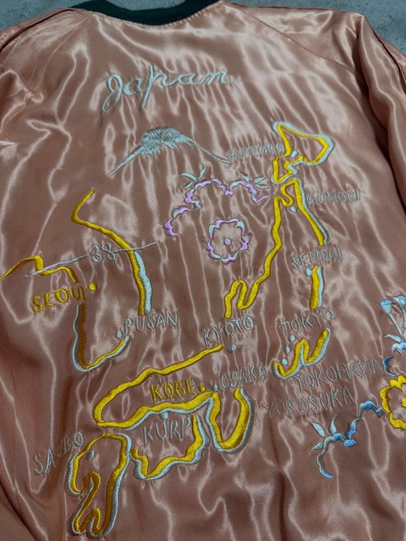 未使用近 ２面用 テーラー東洋 鷲 地図 日本限定 スカジャン レーヨン 美品