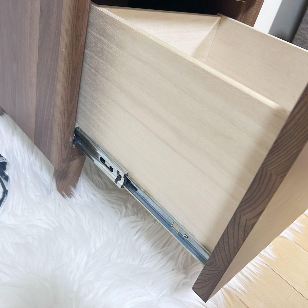 【廃盤希少】ニトリ　NITORI ナイトテーブル　アーシュ2段　コンセント2 ①