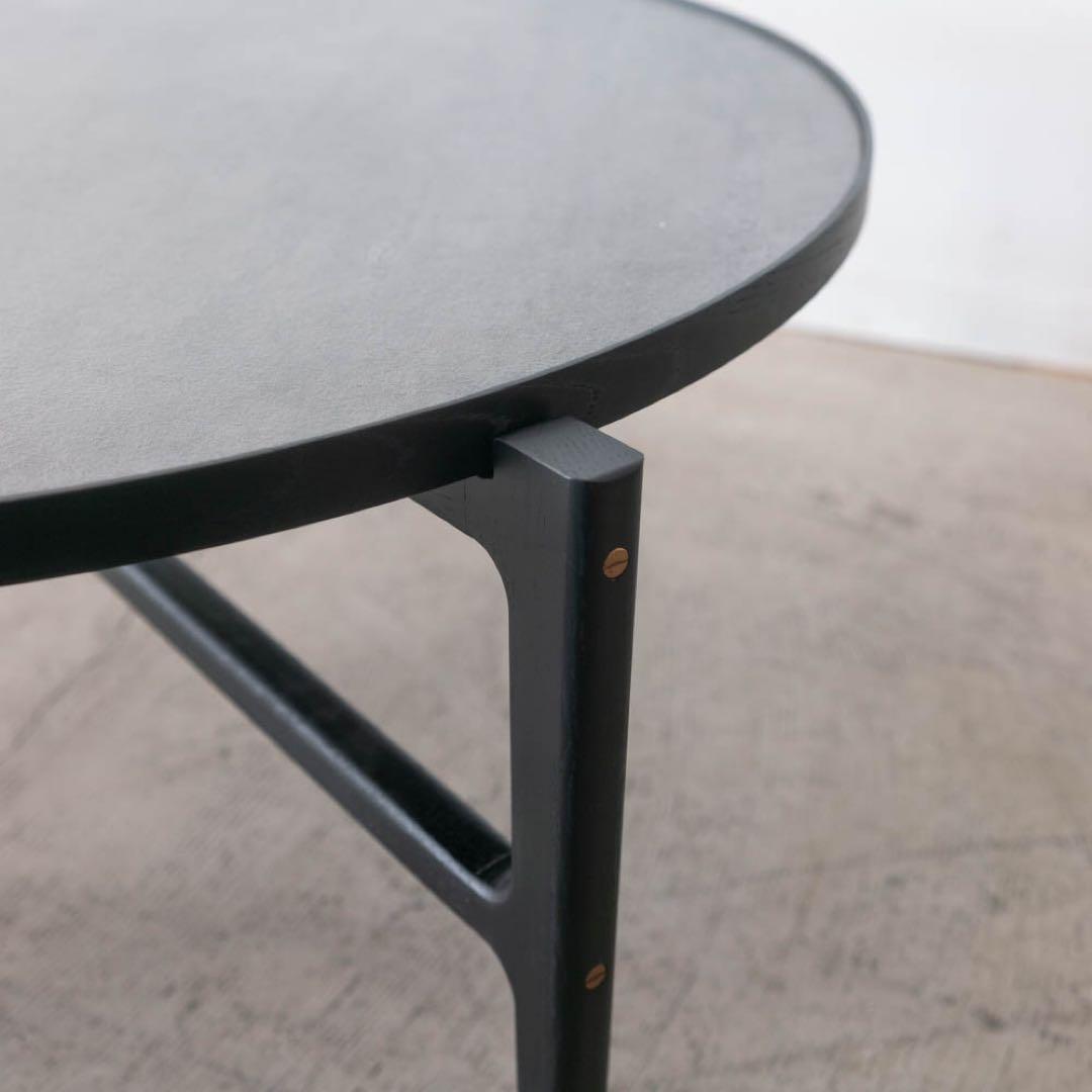 センターテーブル　石目調の天板×オーク材