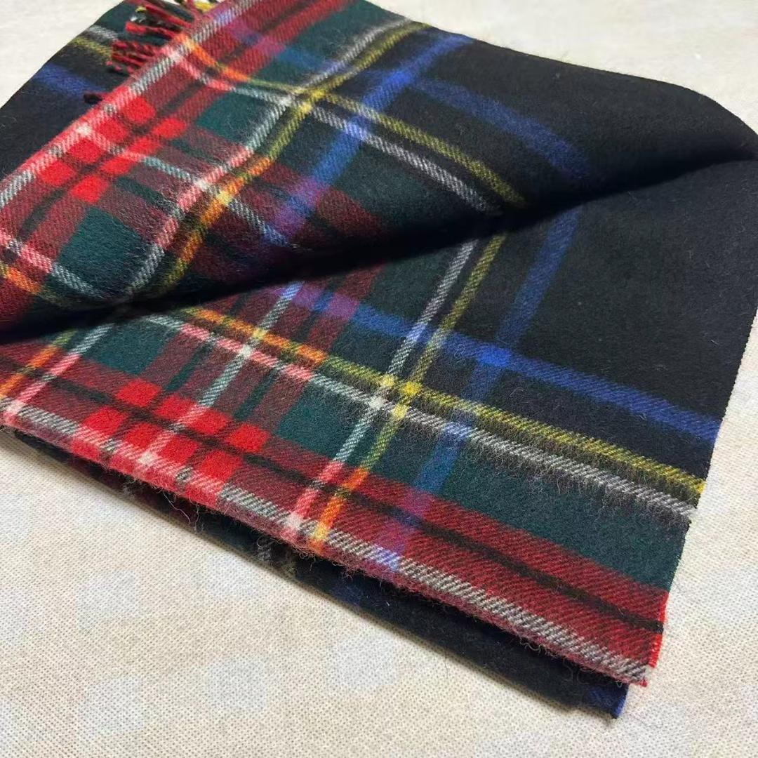 う*ん様 ジョンストンズ カシミア 大判ブラックスチュワート ストール マフラー