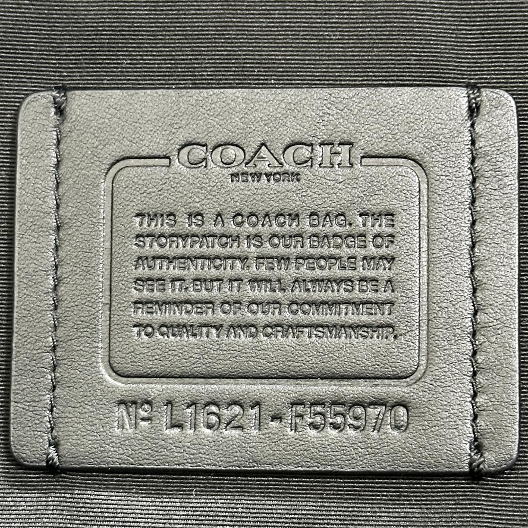 美品 COACH リュック F55970 レザー バラ柄 黒