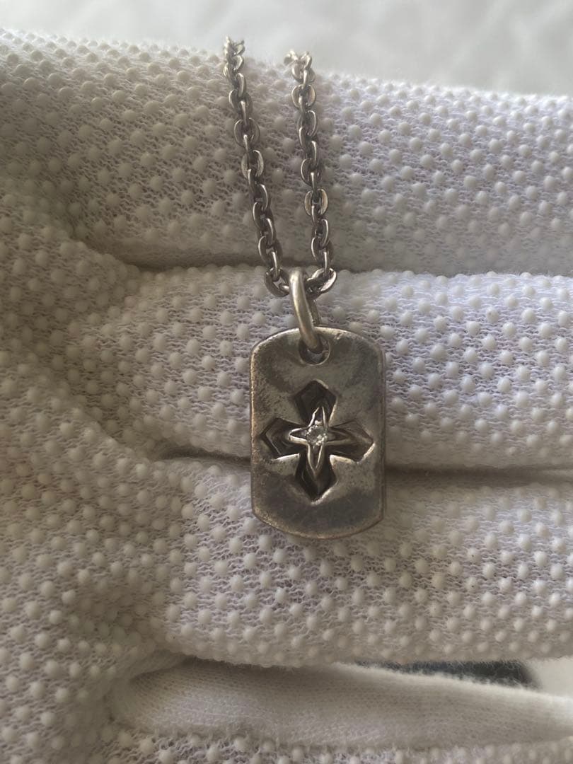 ヴィンテージ　シルバー925 宝石付き　クロスカット　ネックレス