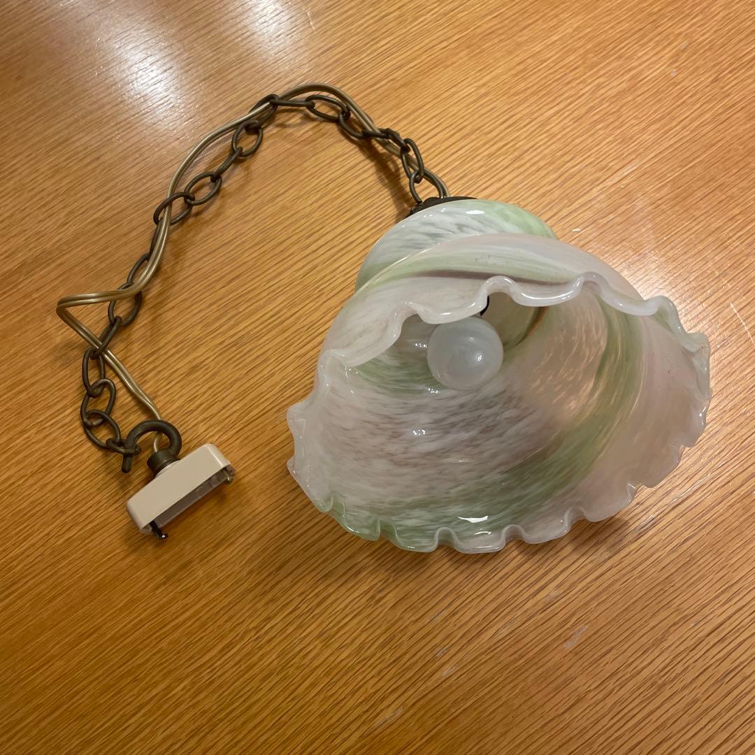 ガラス製ペンダントライト 白緑