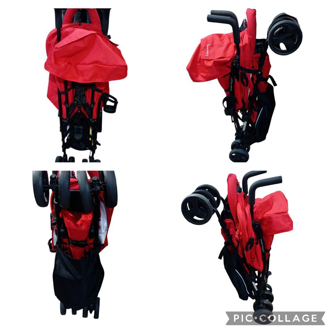 日本育児　キンダーワゴン　二人乗りベビーカー　DUOシティHOPレッド 2017